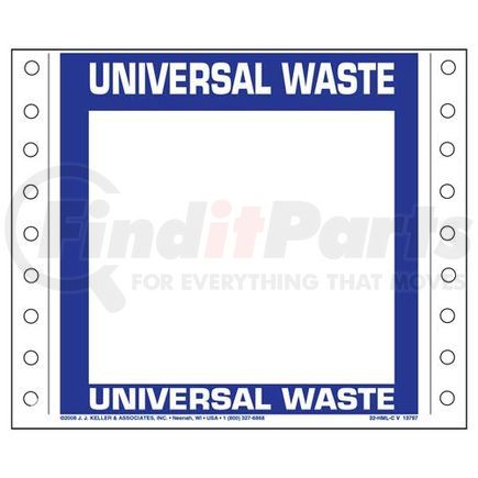 17472 by JJ KELLER - Universal Waste Label - Universal Waste, Blank Imprint Panel - Polyolefin