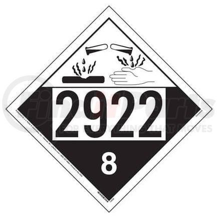 17496 by JJ KELLER - 2922 Placard - Class 8 Corrosive - 176 lb Polycoated Tagboard