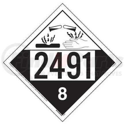 17497 by JJ KELLER - 2491 Placard - Class 8 Corrosive - Polycoated Tagboard
