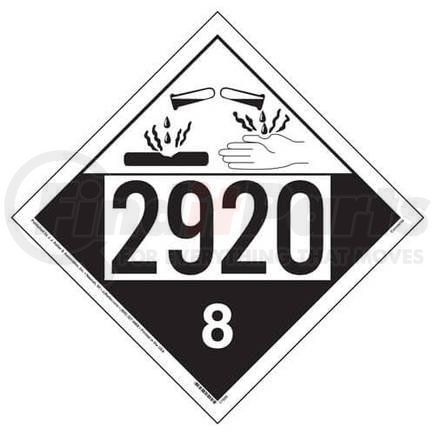 17505 by JJ KELLER - 2920 Placard - Class 8 Corrosive - 176 lb Polycoated Tagboard
