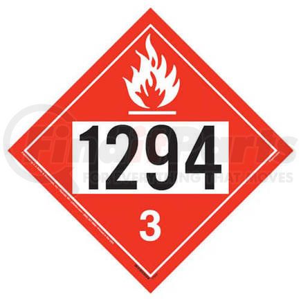 17509 by JJ KELLER - 1294 Placard - Class 3 Flammable Liquid - 176 lb Polycoated Tagboard