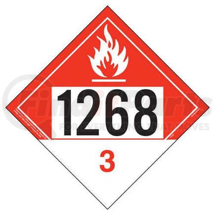 17523 by JJ KELLER - 1268 Placard - Class 3 Combustible Liquid - 176 lb Polycoated Tagboard