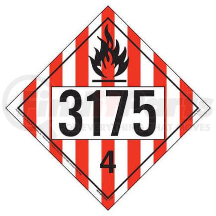 17526 by JJ KELLER - 3175 Placard - Division 4.1 Flammable Solid - 4 mil Vinyl Permanent Adhesive