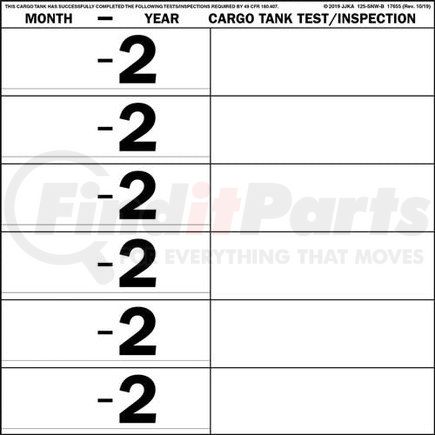 17655 by JJ KELLER - Cargo Tank Inspection Label - 12" x 12"