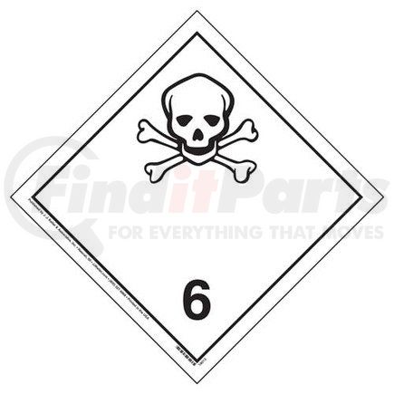 18013 by JJ KELLER - International Division 6.1 Toxic Substances Placard - Wordless - 4 mil Vinyl Permanent Adhesive