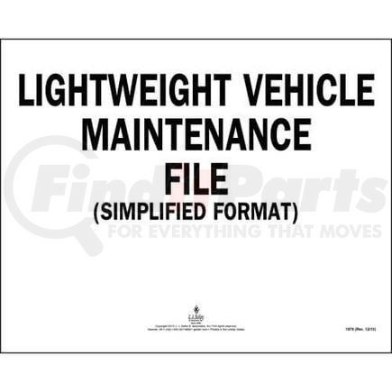 1879 by JJ KELLER - Vehicle Maintenance - File Folder - Lightweight File Folder