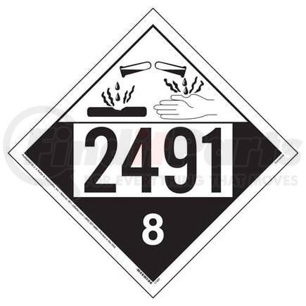 19217 by JJ KELLER - 2491 Placard - Class 8 Corrosive - 4 mil Vinyl Removable Adhesive