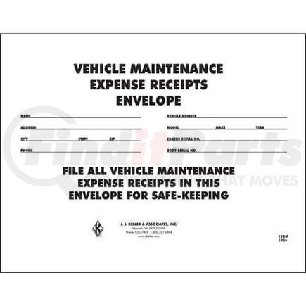 1924 by JJ KELLER - Vehicle Maintenance Receipt Envelope - 11-1/2" W x 9" L