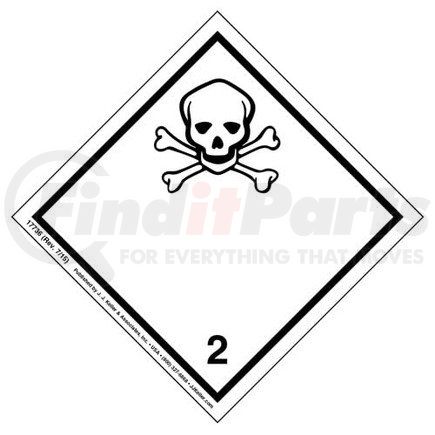 17736 by JJ KELLER - International Dangerous Goods Label - Class 2 -- Toxic Gas - Paper - Roll of 500