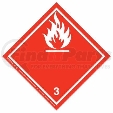 17738 by JJ KELLER - International Dangerous Goods Label - Class 3 -- Fammable Liquid - Paper - Roll of 500