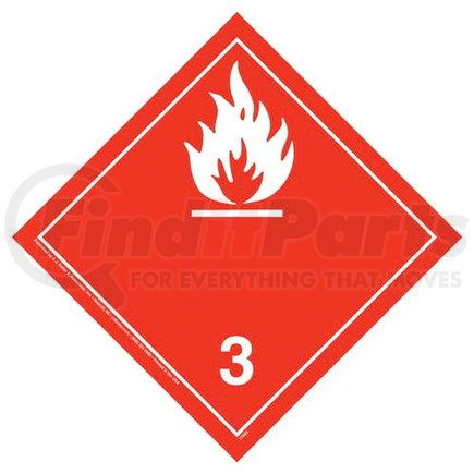 17983 by JJ KELLER - International Class 3 Flammable Liquid Placard - Wordless - Polycoated Tagboard