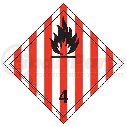 17984 by JJ KELLER - International Dangerous Goods Placard - Flammable Solid (Class 4), Tagboard - 176 lb Polycoated Tagboard