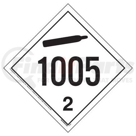 17994 by JJ KELLER - 1005 Placard - International Division 2.2 Non-Flammable Gas - Polycoated Tagboard