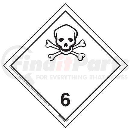 17996 by JJ KELLER - International Division 6.1 Toxic Substances Placard - Wordless - Polycoated Tagboard