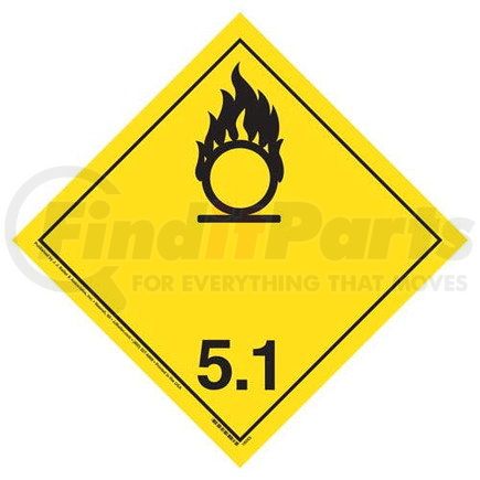 18003 by JJ KELLER - International Division 5.1 Oxidizer Placard - Wordless - 4 mil Vinyl Permanent Adhesive