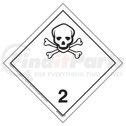 18010 by JJ KELLER - International Dangerous Goods Placard - Toxic Gas (Class 2) - 4 mil Vinyl Permanent Adhesive