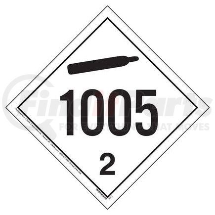 18011 by JJ KELLER - 1005 Placard - International Division 2.2 Non-Flammable Gas - 4 mil Vinyl Permanent Adhesive