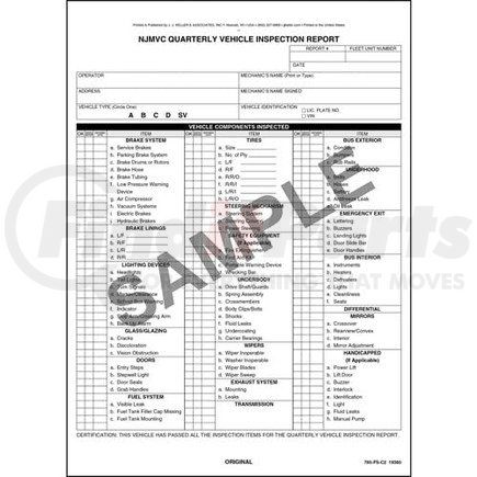 19360 by JJ KELLER - NJMVC Quarterly Vehicle Inspection Report - School Bus - Stock - NJMVC Quarterly Vehicle Inspection Report - Stock