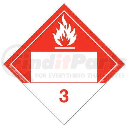 19519 by JJ KELLER - Class 3 Combustible Liquid Placard - Blank - Imprinted, 20 mil Polystyrene, Unlaminated