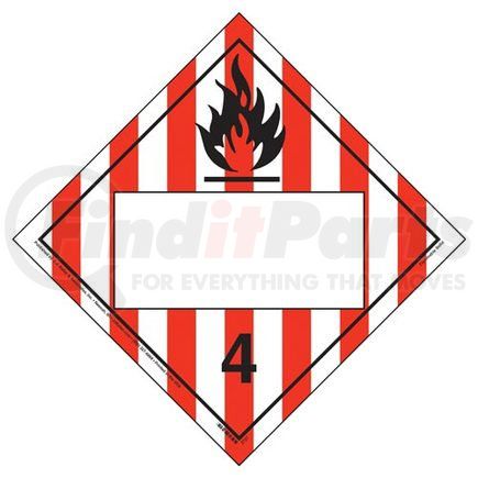 19523 by JJ KELLER - Division 4.1 Flammable Solid Placard - Blank - Imprinted, 4 mil Vinyl Permanent Adhesive