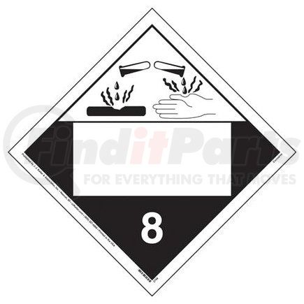 19540 by JJ KELLER - Class 8 Corrosive Placard - Blank - Imprinted, 4 mil Vinyl Removable Adhesive