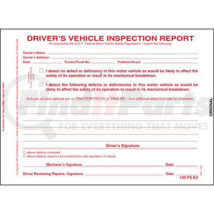 1962 by JJ KELLER - Simplified Driver's Vehicle Inspection Report, 3-Ply, w/Carbon, Snap-Out Format - Stock - Snap-Out Format, 3-Ply, Carbon Interleaf