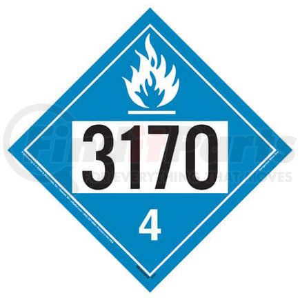 3596 by JJ KELLER - 3170 Placard - Division 4.3 Dangerous When Wet - 4 mil Vinyl Removable Adhesive