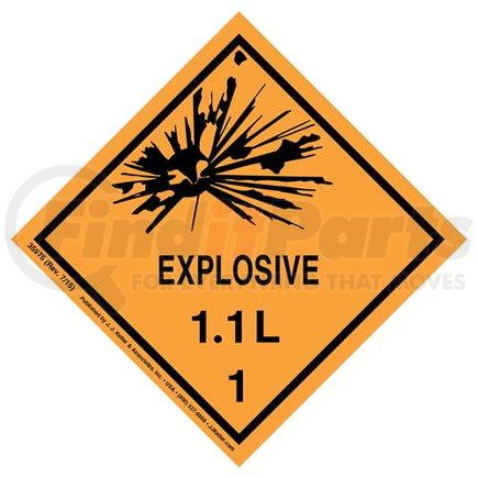 35975 by JJ KELLER - Explosives Label - Class 1, Division 1.1L - Paper - Roll of 500