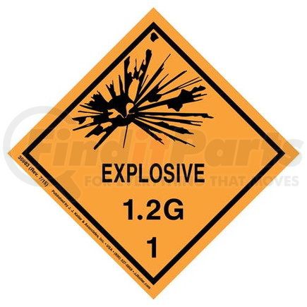 35983 by JJ KELLER - Explosives Label - Class 1, Division 1.2G - Paper - Roll of 500