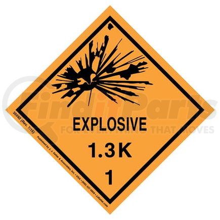 35992 by JJ KELLER - Explosives Label - Class 1, Division 1.3K - Paper - Roll of 500