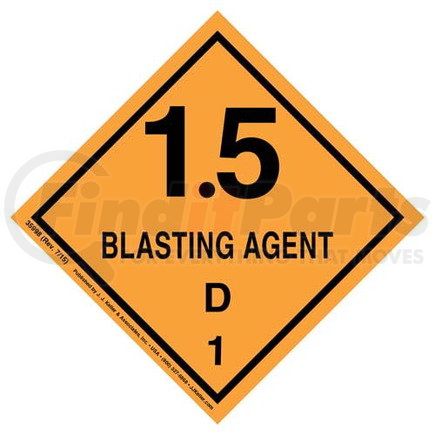35998 by JJ KELLER - Explosives Label - Blasting Agents, Class 1, Division 1.5D - Paper - Roll of 500