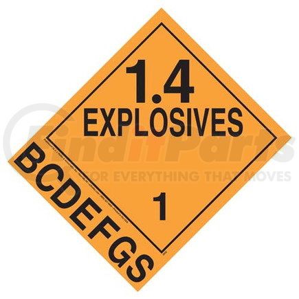 36005 by JJ KELLER - Division 1.4B-1.4S Explosives Placard - Worded - 4 mil Vinyl Removable Adhesive