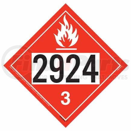 36006 by JJ KELLER - 2924 Placard - Class 3 Flammable Liquid - 4 mil Vinyl Removable Adhesive