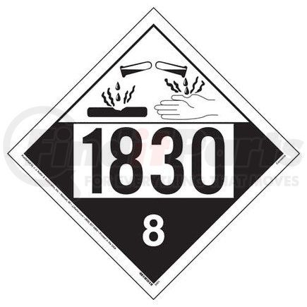 36007 by JJ KELLER - 1830 Placard - Class 8 Corrosive - 4 mil Vinyl Removable Adhesive