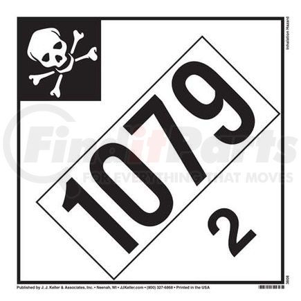 3608 by JJ KELLER - 1079 Placard - Division 2.3 Inhalation Hazard - 4 mil Vinyl Permanent Adhesive