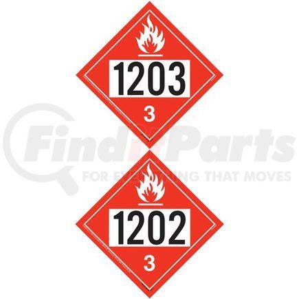 36303 by JJ KELLER - 1203/1202 Placard - Class 3 Flammable Liquid - 20 mil Polystyrene