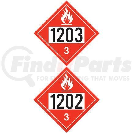 36302 by JJ KELLER - 1203/1202 Placard - Class 3 Flammable Liquid - 176 lb Polycoated Tagboard