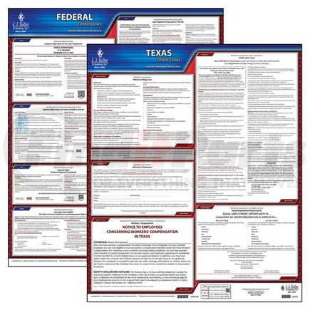 38202 by JJ KELLER - 2022 Texas & Federal Labor Law Posters - State & Federal Poster Set (English) No Workers' Comp