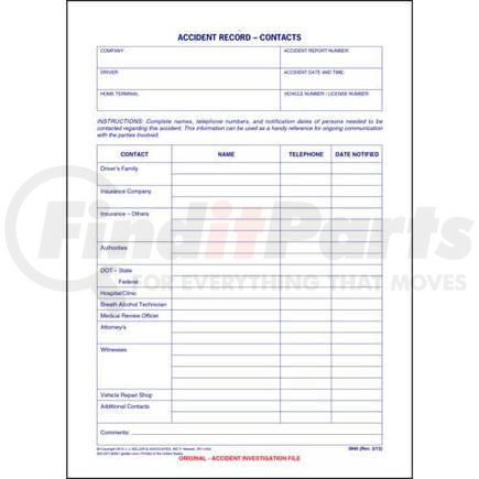 JJ Keller 3895 Accident Record - Contacts - 4-ply, carbonless