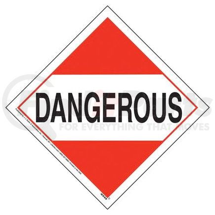 39036 by JJ KELLER - Dangerous Placard - Worded - 176 lb Polycoated Tagboard Removable Adhesive