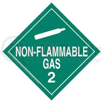 39037 by JJ KELLER - Division 2.2 Non-Flammable Gas Placard - Worded - 176 lb Polycoated Tagboard Removable Adhesive