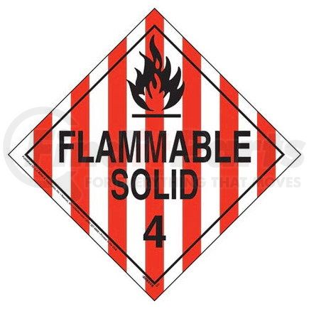 39042 by JJ KELLER - Division 4.1 Flammable Solid Placard - Worded - 176 lb Polycoated Tagboard Removable Adhesive