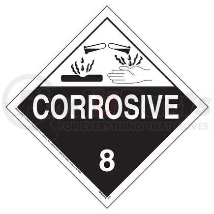 39045 by JJ KELLER - Class 8 Corrosive Placard - Worded - 176 lb Polycoated Tagboard Removable Adhesive