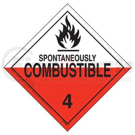 39046 by JJ KELLER - Division 4.2 Spontaneously Combustible Placard - Worded - 176 lb Polycoated Tagboard Removable Adhesive