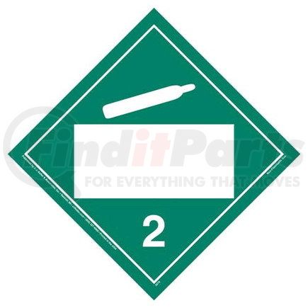 39050 by JJ KELLER - Division 2.2 Non-Flammable Gas Placard - Blank - Blank, 176 lb Polycoated Tagboard Removable Adhesive