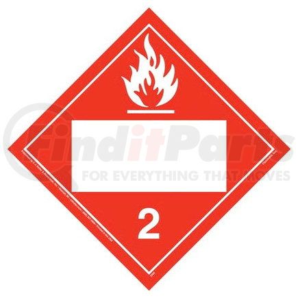 39051 by JJ KELLER - Division 2.1 Flammable Gas Placard - Blank - Blank, 176 lb Polycoated Tagboard Removable Adhesive