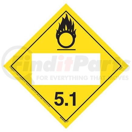 39055 by JJ KELLER - Division 5.1 Oxidizer Placard - Blank - Blank, 176 lb Polycoated Tagboard Removable Adhesive