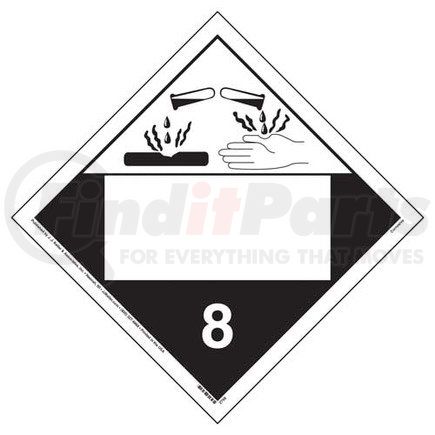 39057 by JJ KELLER - Class 8 Corrosive Placard - Blank - Blank, 176 lb Polycoated Tagboard Removable Adhesive