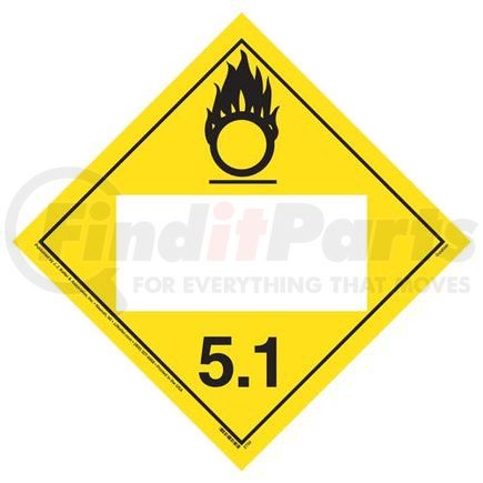39069 by JJ KELLER - Division 5.1 Oxidizer Placard - Blank - Imprinted, 176 lb Polycoated Tagboard Removable Adhesive