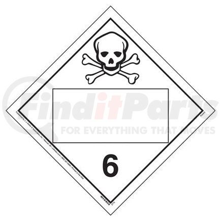 39070 by JJ KELLER - Division 6.1 Poison Placard - Blank - Imprinted, 176 lb Polycoated Tagboard Removable Adhesive